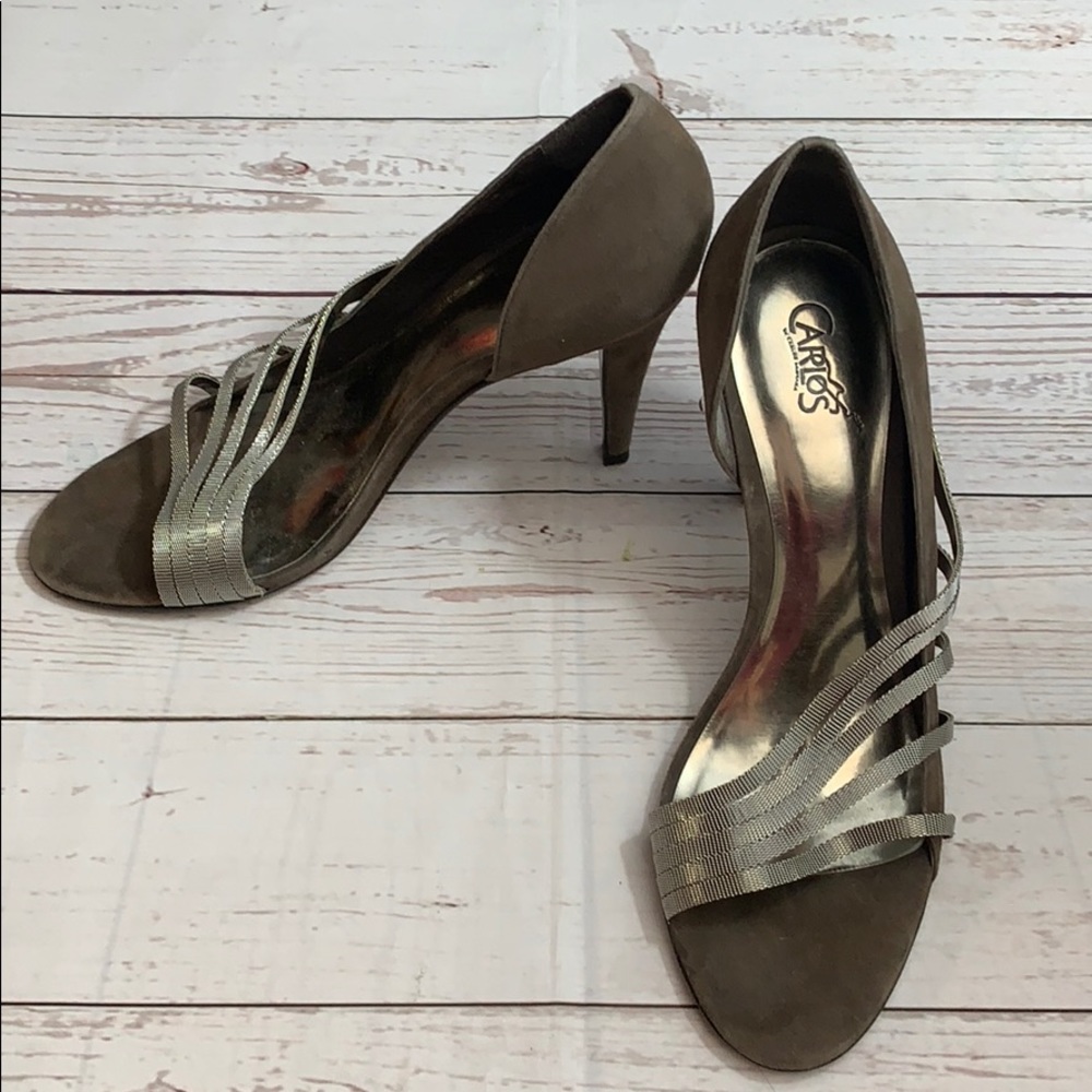 Carlos Santana Brown Heels with Silver Straps